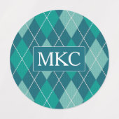 Raute Strick Aquamarin und Aqua-Muster - Einfügen Etiketten (Design 1)