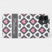 Raute- und Herzmuster mit Namen Case-Mate iPhone Hülle (Rückseite (Horizontal))