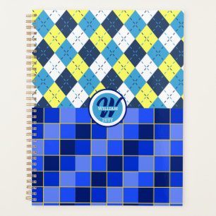 Raute und Karos in Blau und Gelb Planer