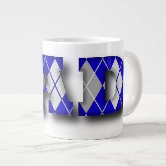 Raute Vater Blau und Grau Jumbo-Tasse (Vorderseite Rechts)