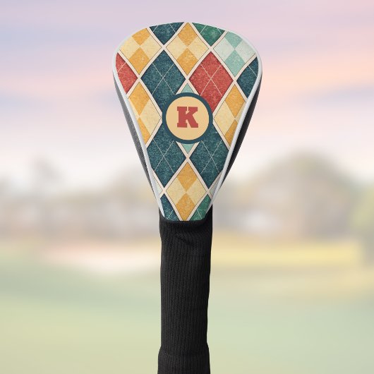 Raute Vintag RetroHarlequin mit Monogramm Golf Headcover