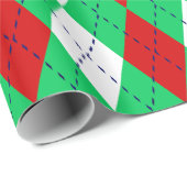 Raute XL Emerald Green Navy Blue Red Whit Geschenkpapier (Rolleneckpunkt)