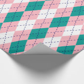 Raute XL Pink Navy Blue Whit Geschenkpapier (Ecke)