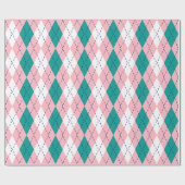 Raute XL Pink Navy Blue Whit Geschenkpapier (Flach)