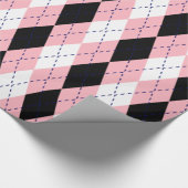 Raute XL Pink Navy Blue Whit Geschenkpapier (Ecke)