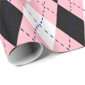 Raute XL Pink Navy Blue Whit Geschenkpapier (Rolleneckpunkt)