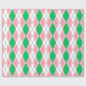 Raute XL Rosa Navy Green Geschenkpapier (Flach)