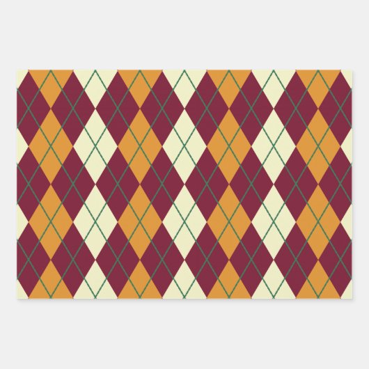 Raute Yellow Orange Green Frohe Weihnachtsgeschenk Geschenkpapier Set (Vorderseite 3)