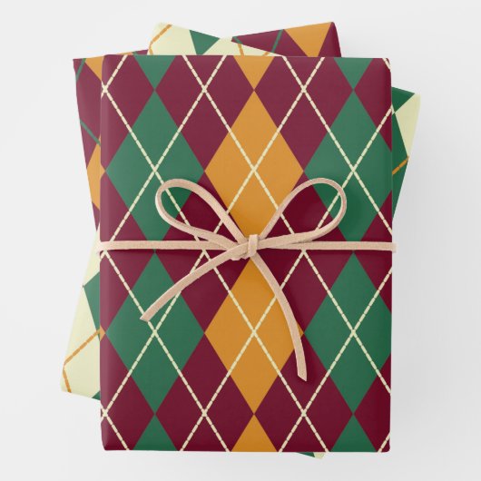 Raute Yellow Orange Green Frohe Weihnachtsgeschenk Geschenkpapier Set (Beispiel)