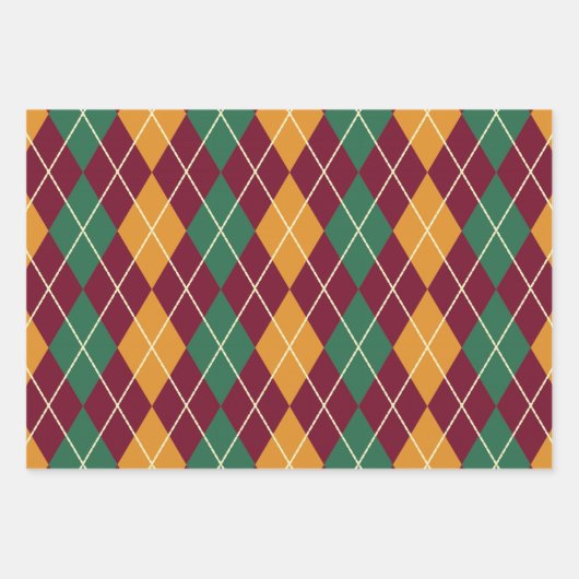 Raute Yellow Orange Green Frohe Weihnachtsgeschenk Geschenkpapier Set (Vorderseite)