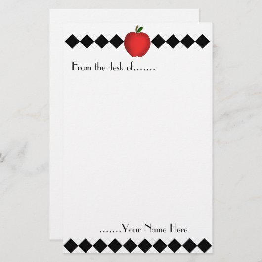 Rauten-Apple-Lehrer-Briefpapier Briefpapier (Vorne/Hinten)