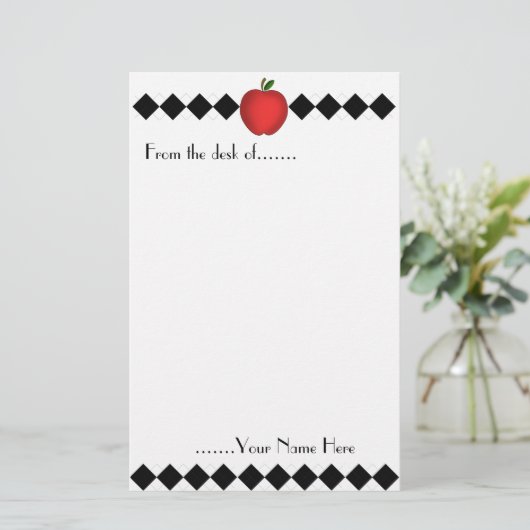 Rauten-Apple-Lehrer-Briefpapier Briefpapier (Stehend Vorderseite)