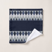 Rauten-Blues-Silber-Schimmer-Imitat-Glitzer - alle Badhandtuch Set (Waschlappen)