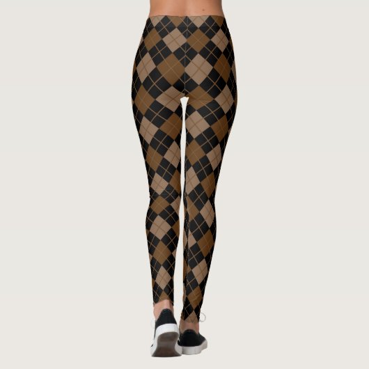 Rauten-Harlekin-Diamant Browns schwarzer Trendy Leggings (Rückseite)