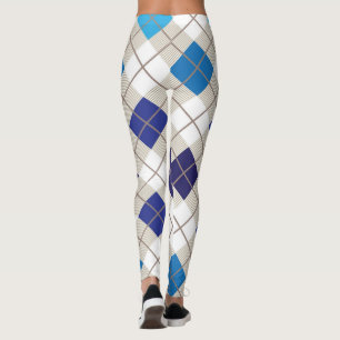 Rauten-Harlekin-Trendy blauer graues Weiß-Diamant Leggings