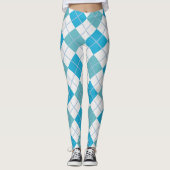 Rauten-Harlekin-Trendy blauer weißer Diamant Leggings (Vorderseite)