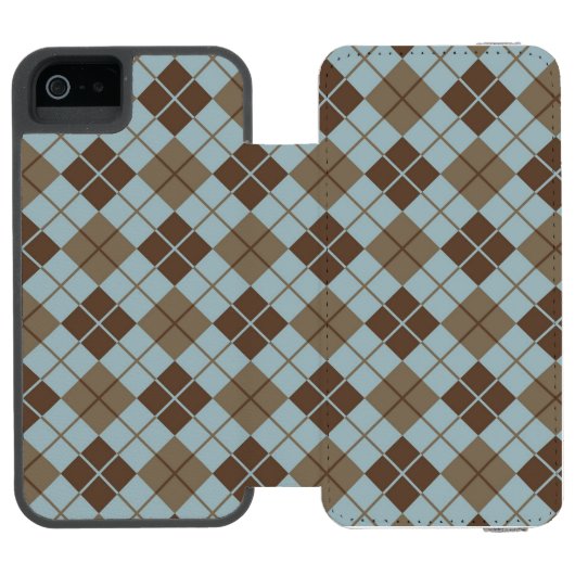 Rauten-Muster im Blau und im Taupe Incipio iPhone Geldbeutel-Hülle (Folio Geöffnet)