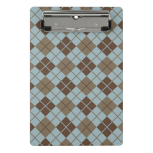 Rauten-Muster im Blau und im Taupe Mini Klemmbrett