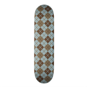 Rauten-Muster im Blau und im Taupe Skateboard