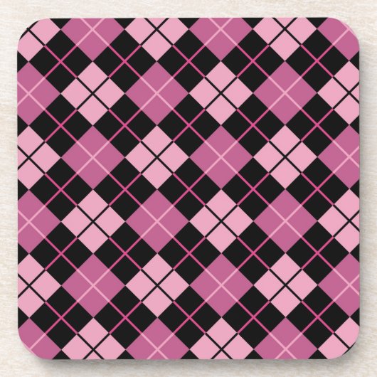 Rauten-Muster im Schwarzen und im Rosa Getränkeuntersetzer (Vorderseite)