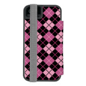 Rauten-Muster im Schwarzen und im Rosa Incipio iPhone Geldbeutel-Hülle (Folio Rückseite)