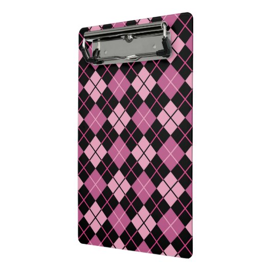 Rauten-Muster im Schwarzen und im Rosa Mini Klemmbrett (Gewinkelt2)