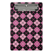 Rauten-Muster im Schwarzen und im Rosa Mini Klemmbrett (Vorderseite)