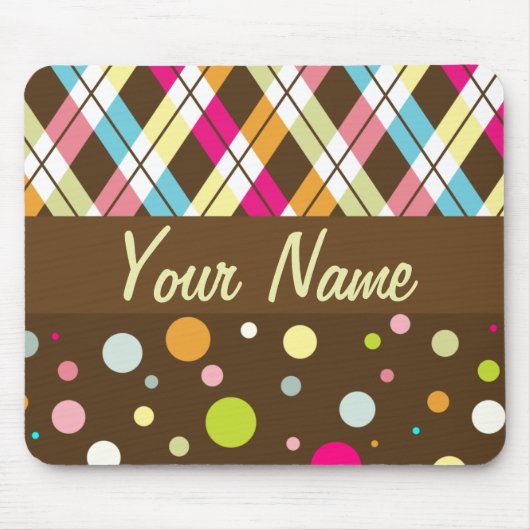 Rauten-Polka-Punkte Mousepad (Vorne)