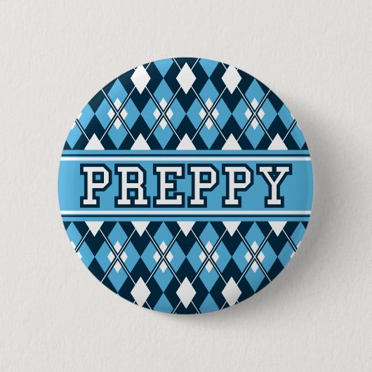 Rauten-Preppy Abzeichen-Blau Button (Vorderseite)