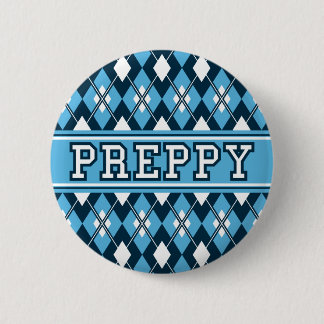 Rauten-Preppy Abzeichen-Blau Button