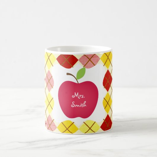 Rauten-roten Apple-Lehrers Kaffeetasse (Mittel)