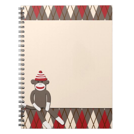 Rauten-Socken-Affe-Notizbuch Notizblock (Vorderseite)