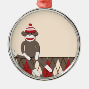 Rauten-Socken-Affe-Verzierung Silbernes Ornament