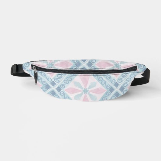 rautenförmiges blaues Muster Bauchtasche (Vorderseite)