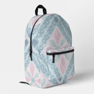 rautenförmiges blaues Muster Bedruckter Rucksack