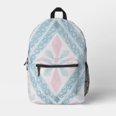 rautenförmiges blaues Muster Bedruckter Rucksack (Vorderseite)