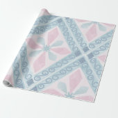 rautenförmiges blaues Muster Geschenkpapier (Ungerollt)