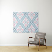 rautenförmiges blaues Muster Wandteppich (Beispiel (Horizontal))