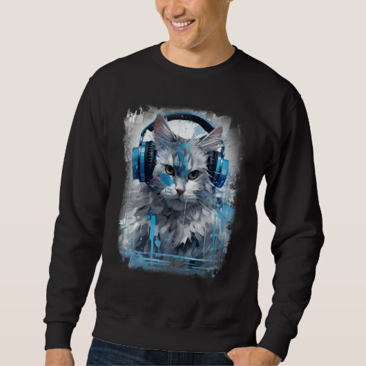 Rave EDM Birman Cat Headphone Sweatshirt (Vorderseite)