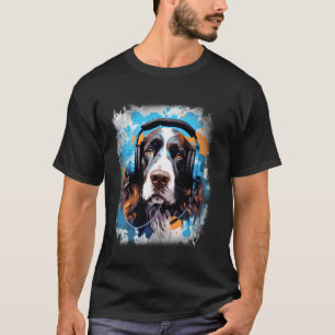 Rave EDM English Springer Spaniel Hund Kopfhörer T-Shirt