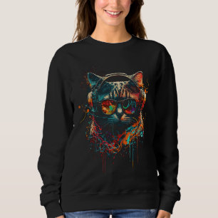 Rave-Katze Dj EDM-Kätzchen Tech House Musik Katze Sweatshirt