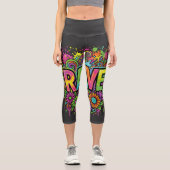 RAVE Neonblumen Capri Leggings (Vorderseite)