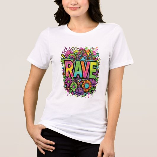 RAVE Neonblumen Tri-Blend Shirt (Vorderseite)