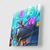 Rave On mit diesem psychedelischen Neon-Look Glow  Quadratische Wanduhr (Winkel)