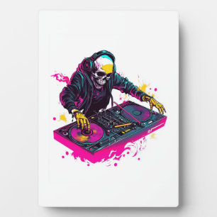 Rave-Schädel � EDM-Party-Skelett-DJ Fotoplatte