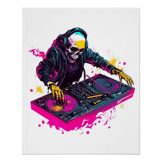 Rave-Schädel � EDM-Party-Skelett-DJ Poster (Vorderseite)