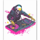 Rave Skull - EDM Party Skeleton DJ Aufkleber (Vorderseite)