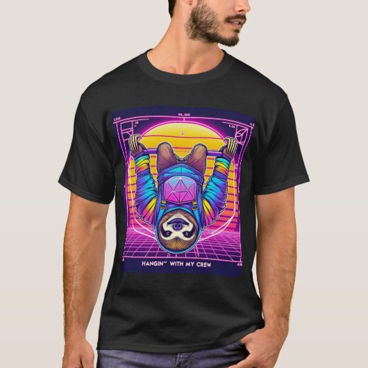 Rave Sloth - Synthwave T-Shirt (Vorderseite)