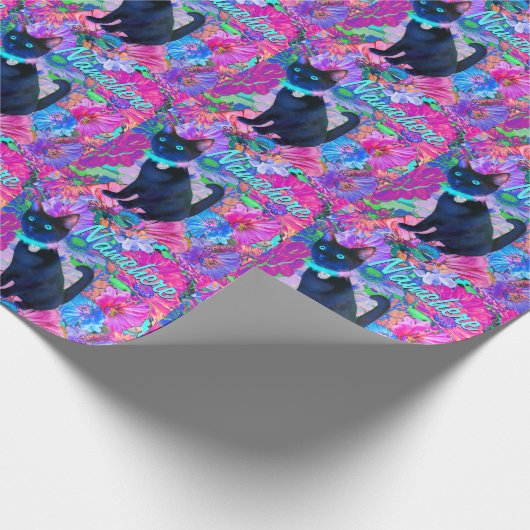 RaveKitty! Blumen und Kitty! Geschenkpapier (Ecke)