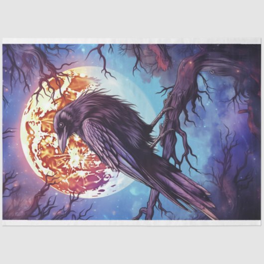 Raven 3 Halloween-Dekoupage Seidenpapier (Vorderseite)